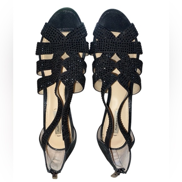 ALEXM MARIE “Leeanne” Women’s Open Toe Zip Back Dress Heels BLK Size 7-1/2 - Picture 2 of 7